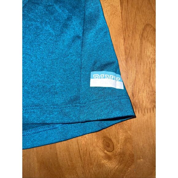 Victoria's Secret Pink Ultimate Jacket S Teal 1/2 Zip Thumb Holes Spell Out Logo - Picture 2 of 8